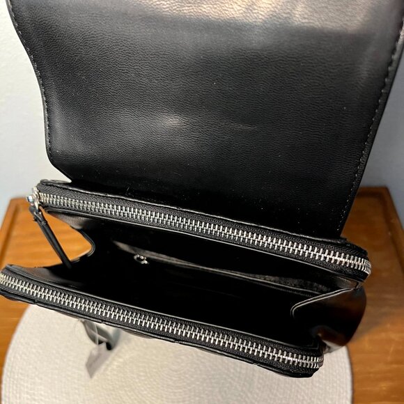 Calvin Klein Women's Black Reyna Signature Embossed Key Item Flap Backpack - Picture 3 of 6